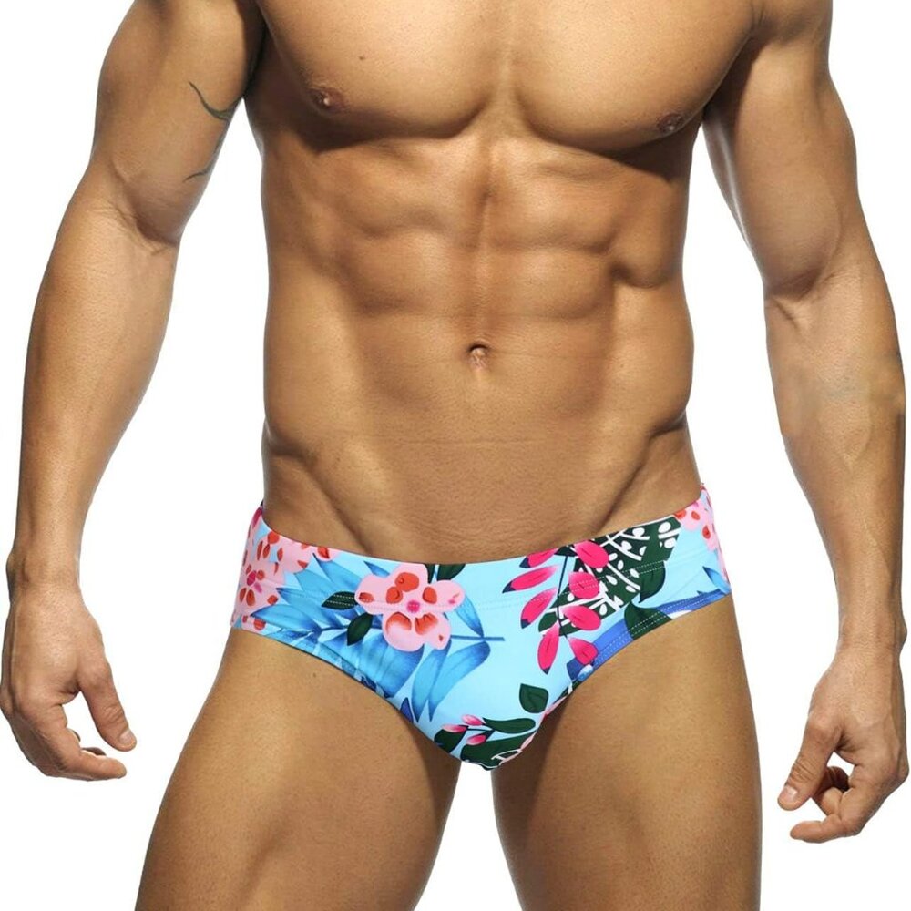 Men's Ployester Swimsuit Bikini Briefs with Adjustable Drawstring